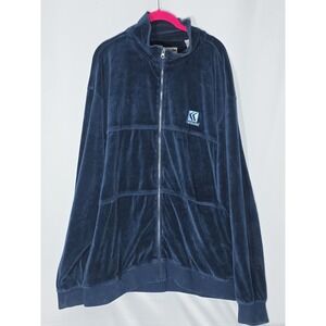 VINTAGE Karl Kani Jacket XL Navy Velour‎ Track Jacket Full Zipper Coat Outdoors